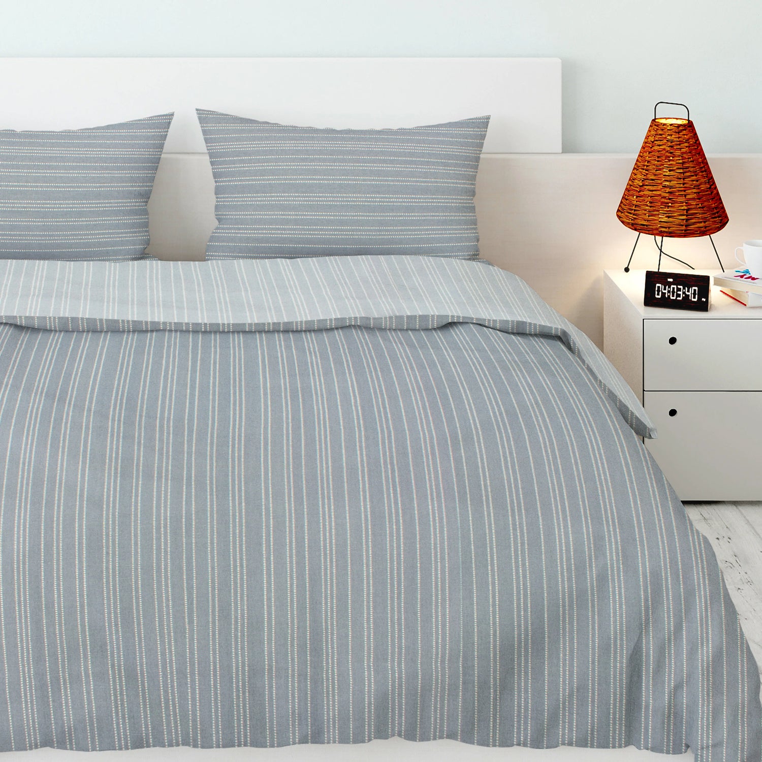 KYOMI Dotted-stripe Printed Bed sheet
