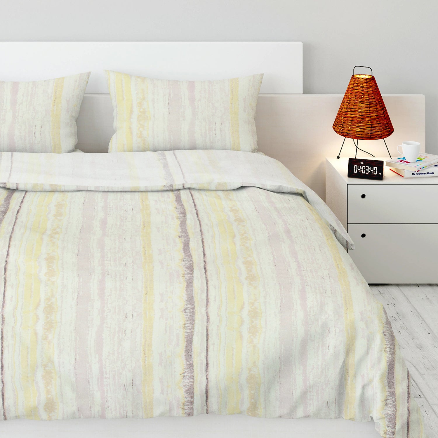 KYOMI Tufted Stripe Printed Bed Sheet