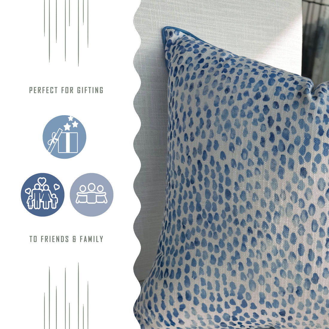 KYOMI BLUE Teardrop Cotton Printed Cushion Cover