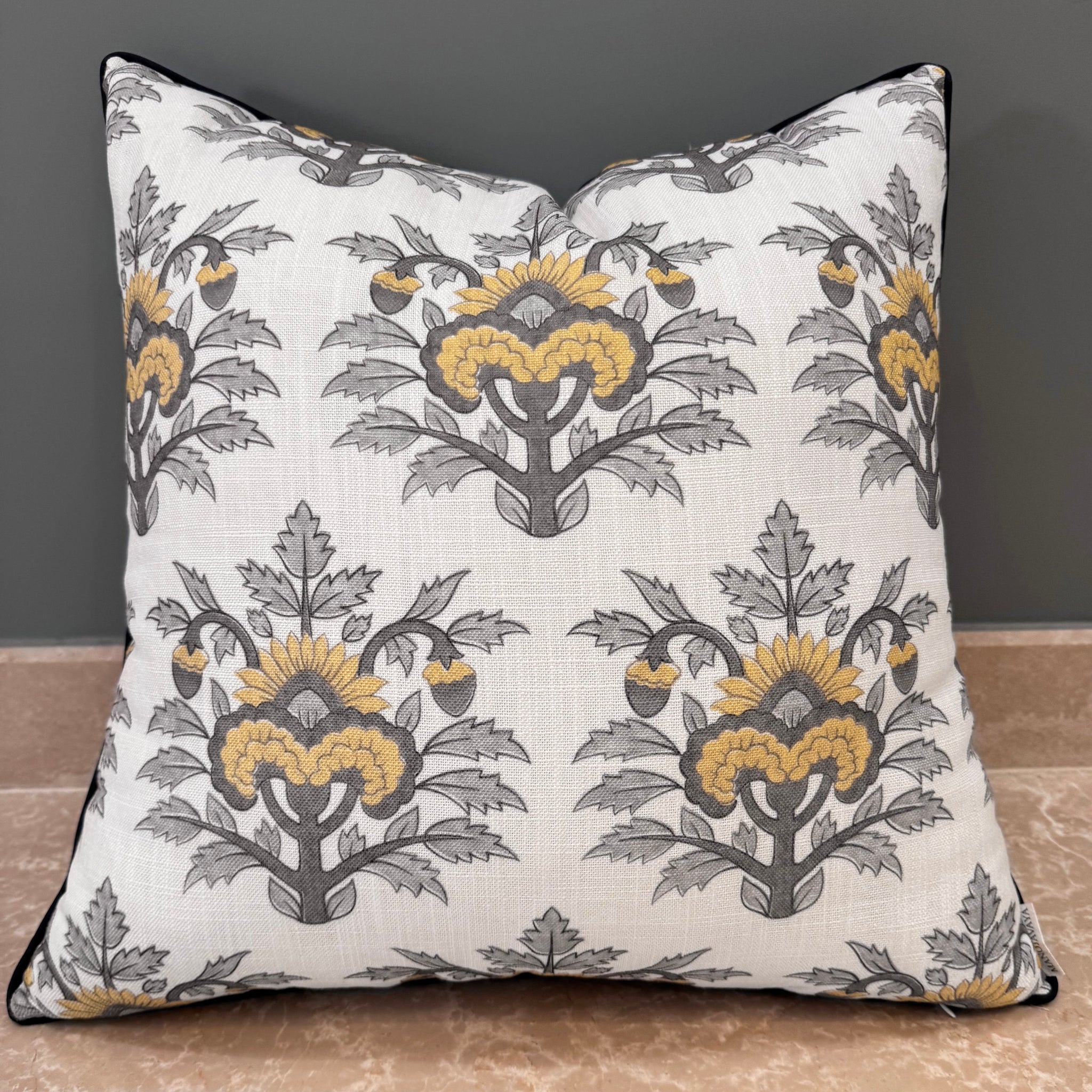 KYOMI MUSTARD Butter cup Cotton Printed Cushion Cover